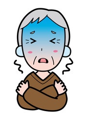 寒くて震えているおじいさん