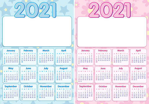 double baby calendar 2021, english language