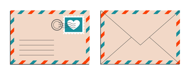 Envelope mail on white background - obrazy, fototapety, plakaty