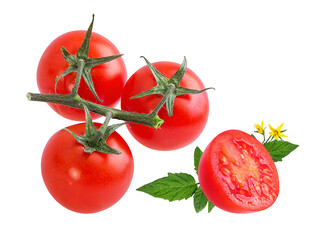 Fresh tomato isolated on white background with clipping path