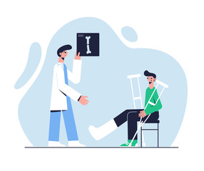 Vector illustration. Medical concept. Appointment with a traumatologist.