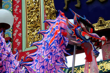 中華街の春節パレードの竜の舞