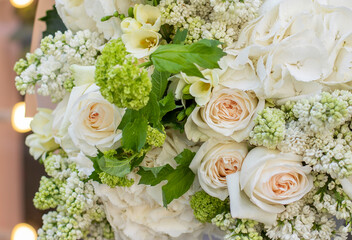 Flower composition. Macro photo. Wedding decor. A Beautiful bouquet of fresh spring flowers.