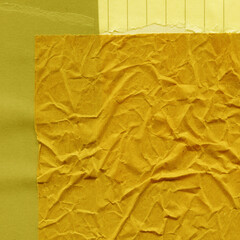 Colorful torn paper collage close-up. Texture made from various paper and cardboard parts. Damaged...
