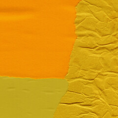 Colorful torn paper collage close-up. Texture made from various paper and cardboard parts. Damaged...