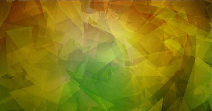 4K looping dark green, yellow polygonal flowing video. Holographic abstract video with gradient. Movie for a cell phone. 4096 x 2160, 30 fps. Codec Photo JPEG.