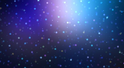 Small shimmering stars on dark blue purple background. Xmas magical night sky illustration.