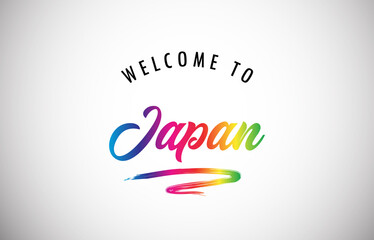 Japan Welcome To Message in Beautiful and HandWritten Vibrant Modern Gradients Vector Illustration.