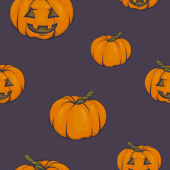 Seamless pattern with halloween pumpkins