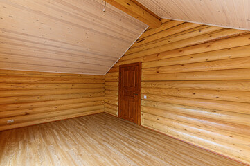 Russia, Moscow- April 15, 2020: interior room apartment modern bright cozy atmosphere. general cleaning, home decoration, preparation of house for sale, wooden country house