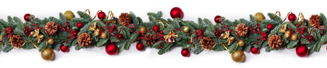 Obraz na płótnie Canvas Christmas fir and decorations on white