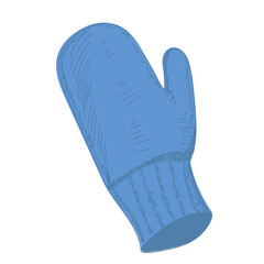 vector, isolated, winter blue mitten
