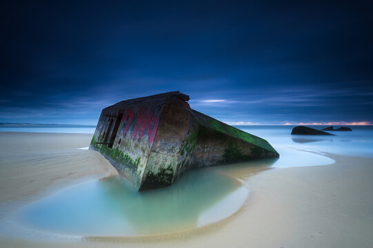 Blockhaus of the second world war on the beach to Cap ferret