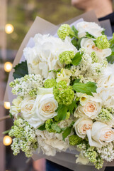 Flower composition. Macro photo. Wedding decor. A Beautiful bouquet of fresh spring flowers.