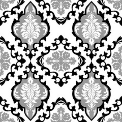 Vector illustration, of damask floral pattern drawing.