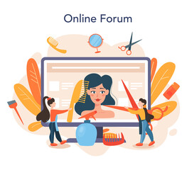 Hairdresser online service or platform. Idea of hair care in salon.