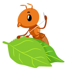 Mascot Ant Weaver Leaves Thread Illustration