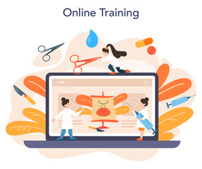 Plastic surgeon online service or platform. Idea of body and face