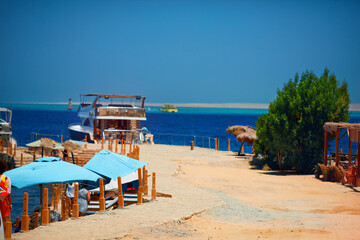 a cozy beach bystreet along the Sheraton Road in Hurghada, Egypt