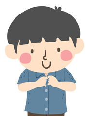 Kid Boy Buttoning Shirt Illustration