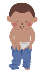 Kid Boy Put On Pants Illustration