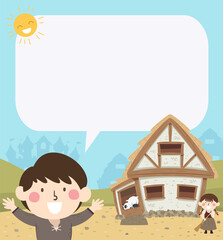 Obraz na płótnie Canvas Kid Boy Peasant Speech Bubble Illustration