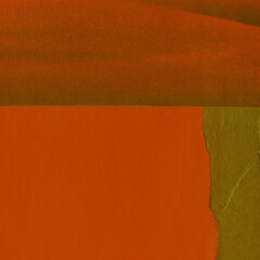 Green torn paper collage close-up. Texture made from various paper and cardboard parts. Damaged old...