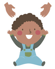 Kid Toddler Boy Black Gesture Arms Raise Pick Me