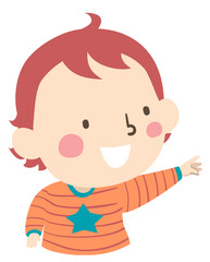 Kid Toddler Boy Gesture Open Hand Point