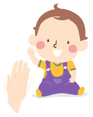 Kid Toddler Boy Gesture Wave Illustration