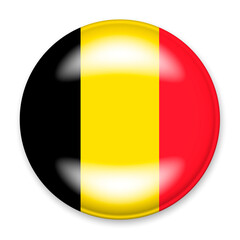 Flag of Belgium in the form of a round button with a light glare and a shadow.