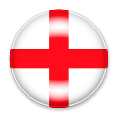 Fototapeta premium Flag of England in the form of a round button with a light glare and a shadow.