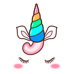 Kawaii cute unicorn horn, funny colorful  cartoon.
