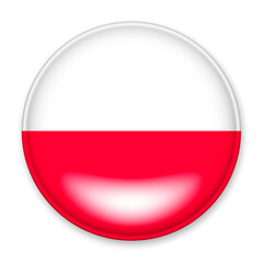 Flag of Poland in the form of a round button with a light glare and a shadow.