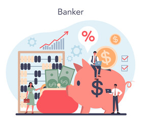 Fototapeta na wymiar Banker concept. Idea of finance income, money saving