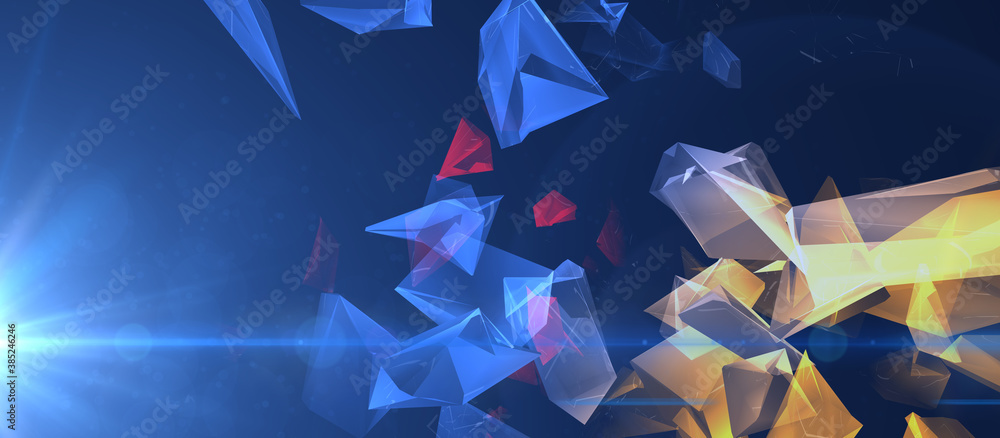 Poster abstract tech color background of geometric shapes. 3d rendering