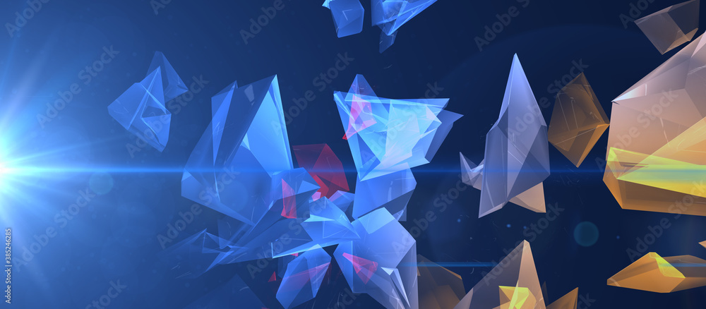 Poster abstract tech color background of geometric shapes. 3d rendering