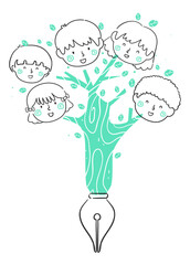 Doodle Kids Tree Fountain Pen Write Illustration