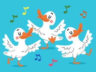Ducks Animal Dance Illustration