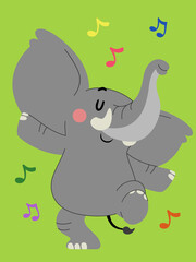 Obraz premium Elephant Animal Dance Illustration