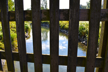 view of a countryside landscape with river and wild nature
