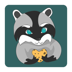 Cute enamored raccoon holding cookies