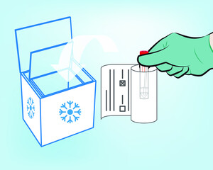 Step 9 : The specimen must be accompanied by the information sheet and transported in a refrigerated cooler by ice packs