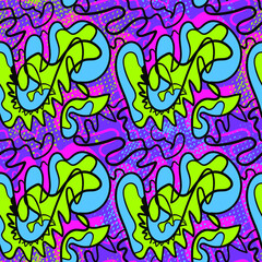 Authentic colored hand drawn seamless pattern