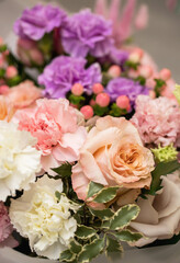Flower composition. Macro photo. Wedding decor. A Beautiful bouquet of fresh spring flowers.