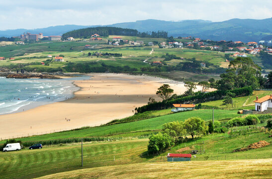 View on Playa de Oyambre y la Rabia, located on the bay of Biscay, Cantabria, Spain.