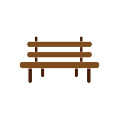 Vector flat street or park brown bench icon.