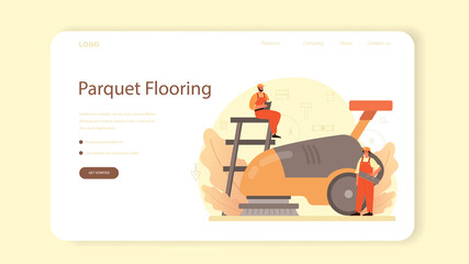 Flooring installer web banner or landing page. Professional