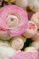 Flower composition. Macro photo. Wedding decor. A Beautiful bouquet of fresh spring flowers.