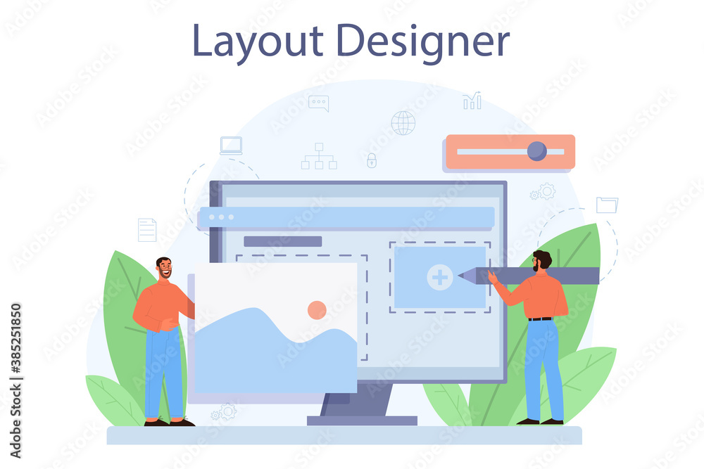 Poster layout designer concept. web development, mobile app